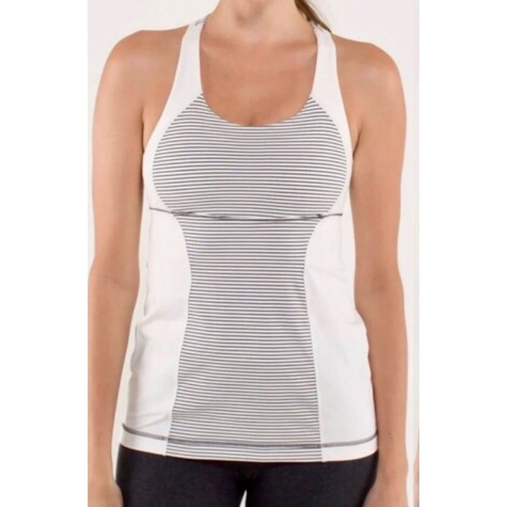 Lululemon white and black cross back tank top